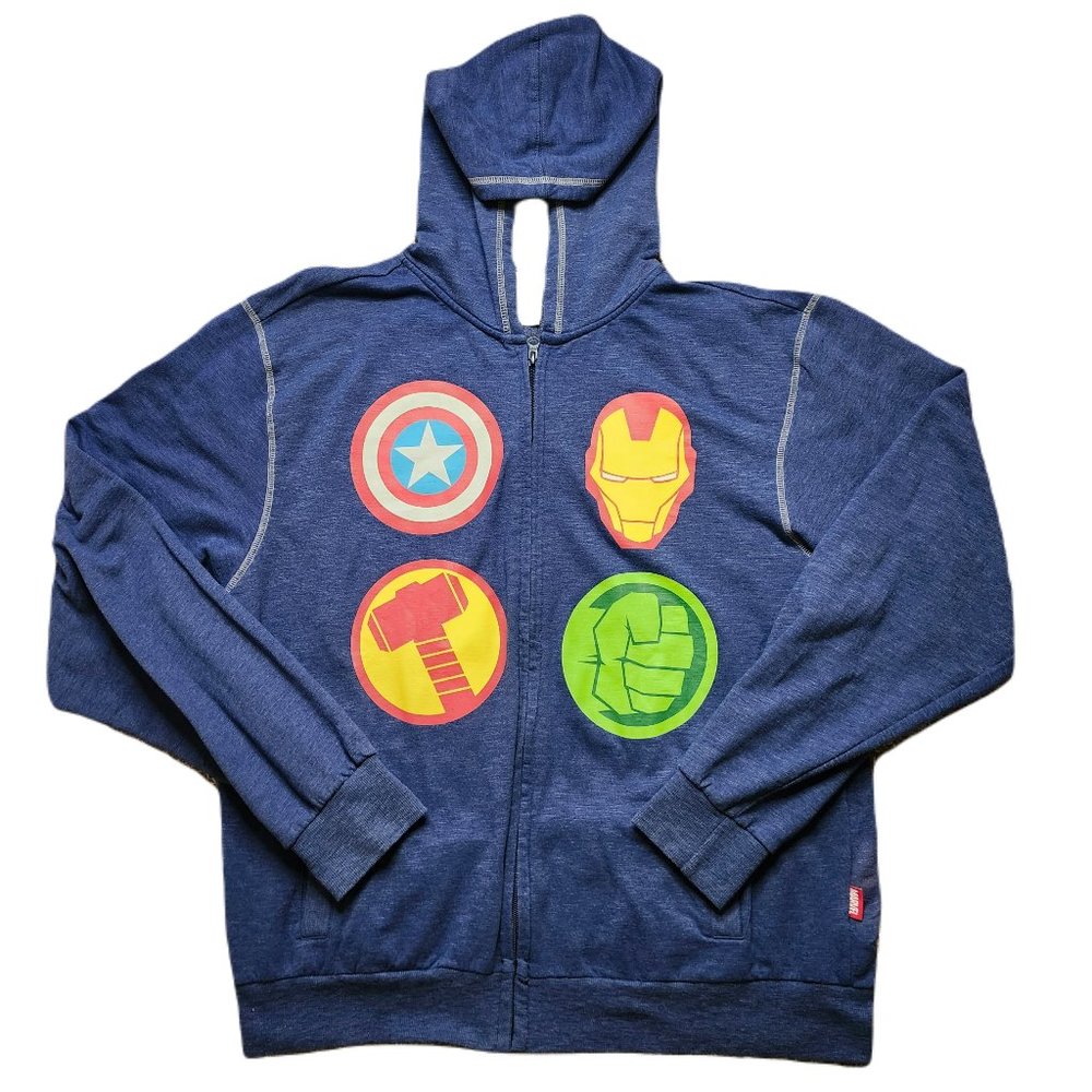 Disney Marvel Superhero Blue Zip-Up Hoodie Men's Size Large